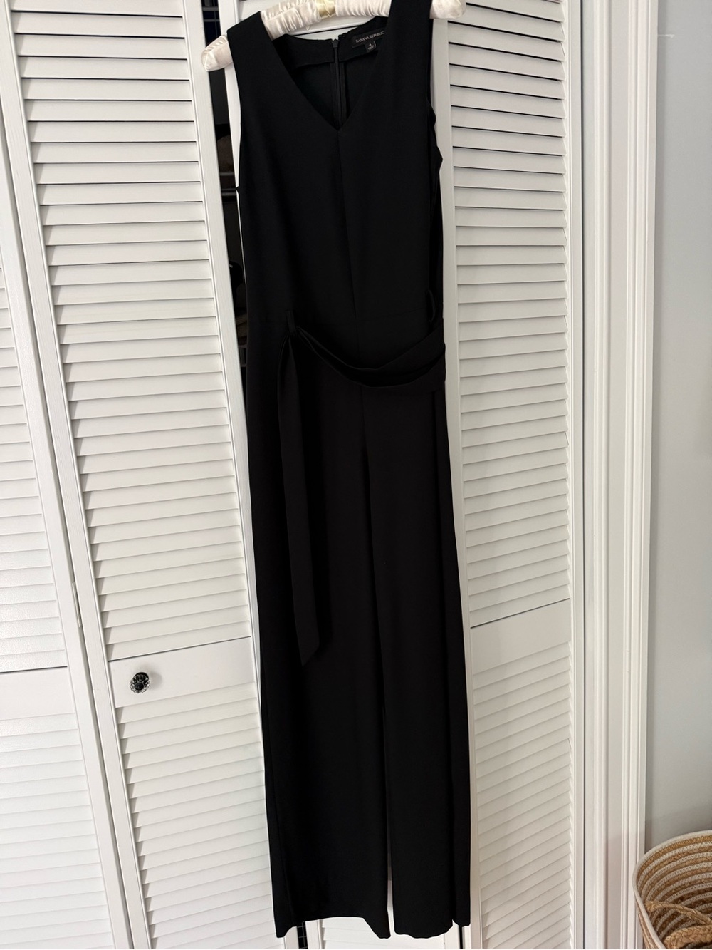 Banana Republic Black Sleeveless Maxi Jumpsuit with Waist Tie